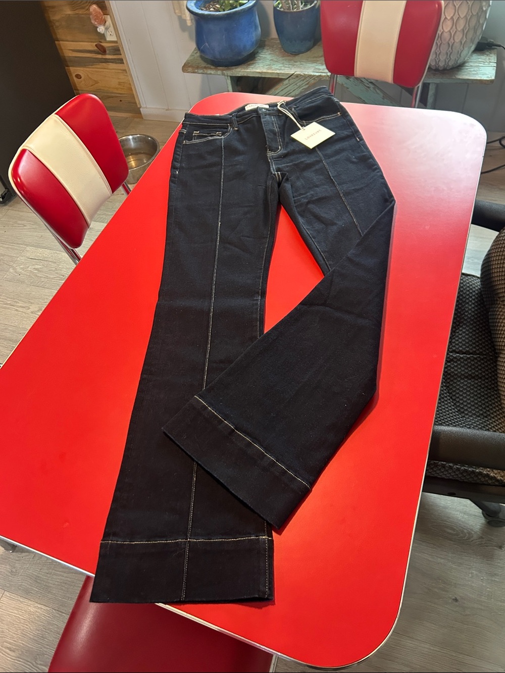 Women’s Black Bootcut Jeans with Contrast Stitching